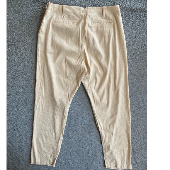 Rag & Bone Pants 6 Small Linen Stretch Straight Leg High Rise Beige Cream Beach - Picture 5 of 15